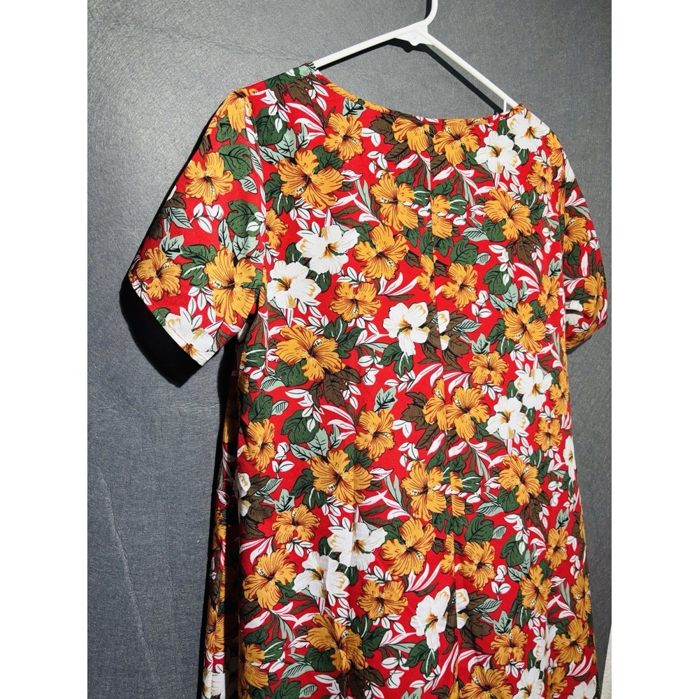 Emery Rose Dress Women's M Red Floral Tunic Short Sleeve - Picture 8 of 16